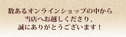 数あるオンラインショップの中から当店へお越しくださり、誠にありがとうございます!